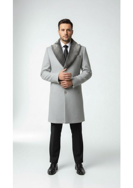 Erkek Uzun Kaşe Kaban – Çıkartılabilir Kürk Yaka, Astarlı ve Cepli Slim Fit Mont (Bej, Gri, Siyah, Taba) fiyatları