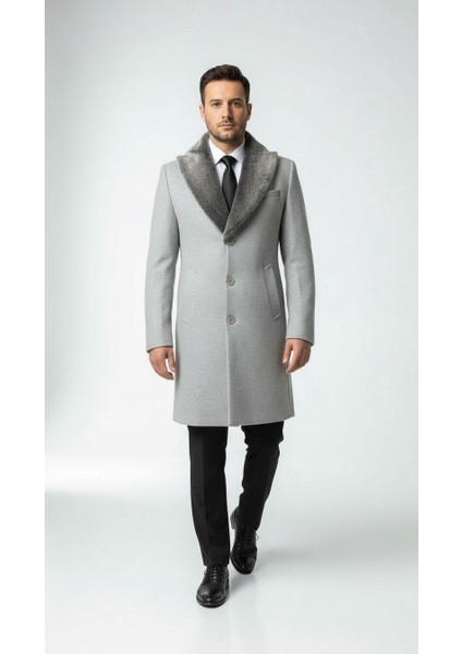 Erkek Uzun Kaşe Kaban – Çıkartılabilir Kürk Yaka, Astarlı ve Cepli Slim Fit Mont (Bej, Gri, Siyah, Taba) modelleri