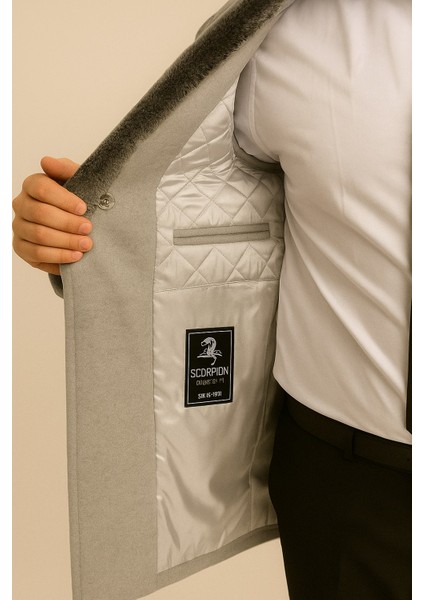 Erkek Uzun Kaşe Kaban – Çıkartılabilir Kürk Yaka, Astarlı ve Cepli Slim Fit Mont (Bej, Gri, Siyah, Taba) indirimleri