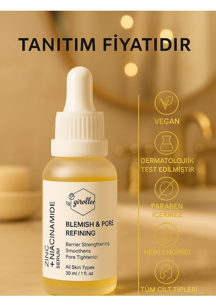 Zinc + Niacinamide Serum 30 ml – Gözenek Sıkılaştırıcı, Sivilce ve Leke Karşıtı Serum
