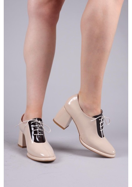 Matre Bağcıklı Rugan Topuklu Ayakkabı Ten fırsatları
