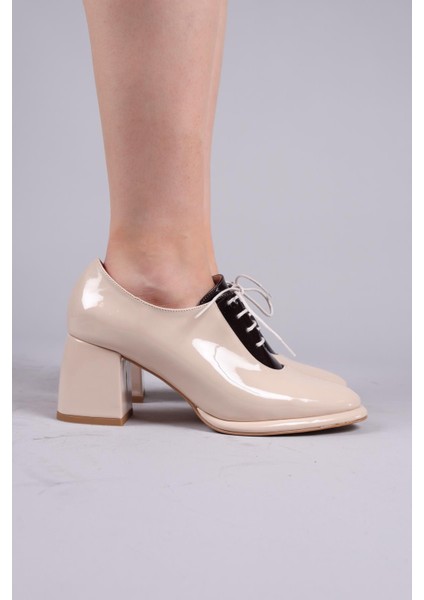 Matre Bağcıklı Rugan Topuklu Ayakkabı Ten indirimleri