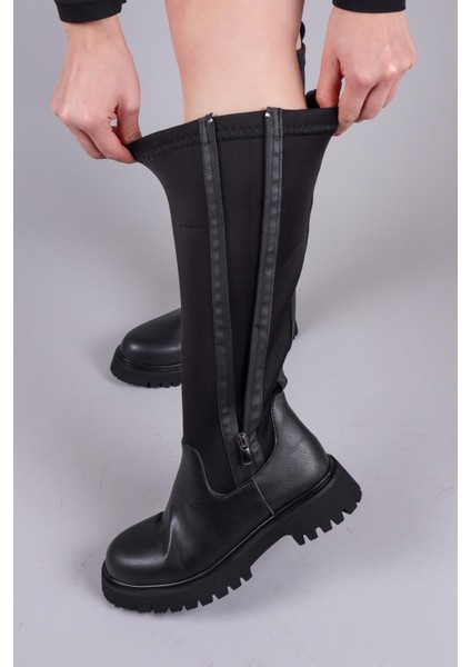 Asten Genişletilebilir Fermuarlı Strech Çizme Siyah