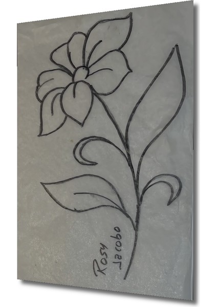 Zarif Çiçek Tasarım Desen Kara Kalem Görünümlü Ahşap Tablo Dikdörtgen Tablo modelleri