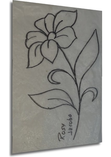 Zarif Çiçek Tasarım Desen Kara Kalem Görünümlü Ahşap Tablo Dikdörtgen Tablo fırsatları