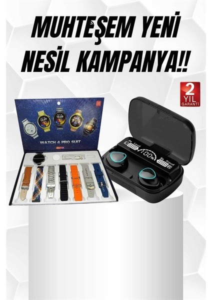 Ucuz Kaliteli Yeni Nesil 7 Kordonlu Akıllı Saat ve Kablosuz Bluetooth Kulaklık Anc Özelliği fiyatları