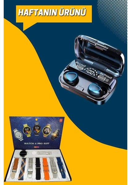 Ucuz Kaliteli Yeni Nesil 7 Kordonlu Akıllı Saat ve Kablosuz Bluetooth Kulaklık Anc Özelliği modelleri