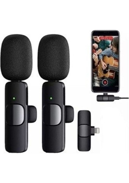 K9 Kablosuz Ikili Yaka Mikrofonu Youtube Tik Tok Vlog