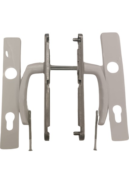 Pvc Plastik Barelli Yale Banyo Balkon ve Wc Saplamalı Vidalı Içi Metal plastik Kapı Kolu Beyaz