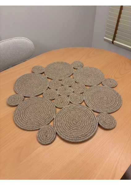 Mercury Hasır Jüt Yuvarlak Runner 65X65