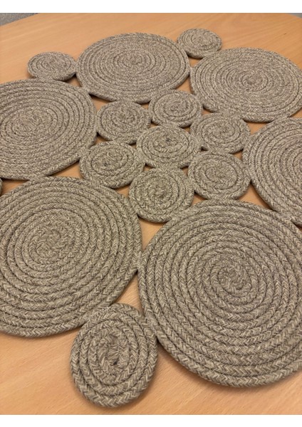 Mercury Hasır Jüt Yuvarlak Runner 65X65 modelleri