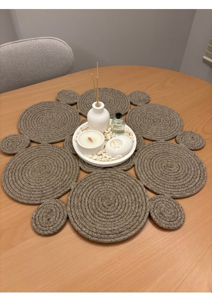 Mercury Hasır Jüt Yuvarlak Runner 65X65 indirimleri