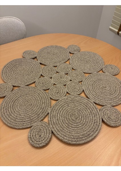 Mercury Hasır Jüt Yuvarlak Runner 65X65