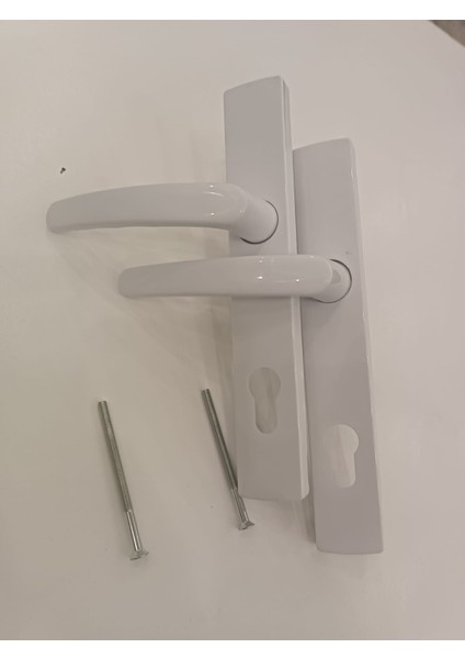 Pvc Plastik Barelli Yale Banyo Balkon ve Wc Saplamalı Vidalı Içi Metal plastik Kapı Kolu Beyaz modelleri