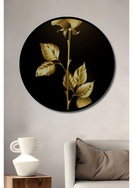 Altın Gül Efektli Dekoratif Ahşap Tablo Yuvarlak Tablo fiyatları
