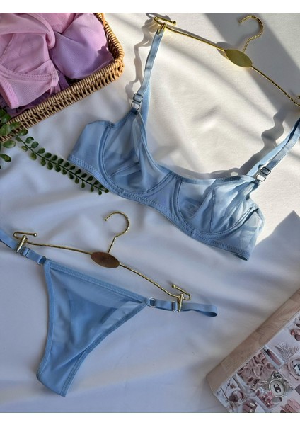 Mean Girl Lingerie Tül Transparan Bralet Iç Çamaşır Takımı