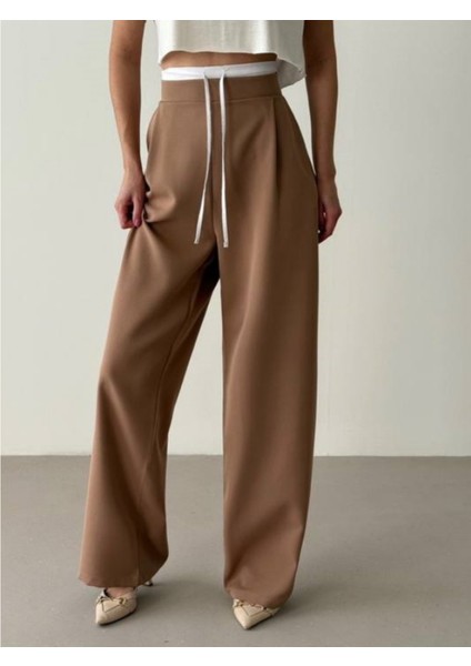 Kadın Vizon Beli Şerit Lastikli Pantolon - 10806