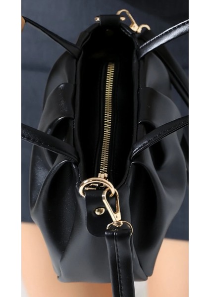 Siyah Kadın Çanta Astarlı Fermuarlı Çapraz Askılı Omuz Çantasi Küçük Boy fırsatları