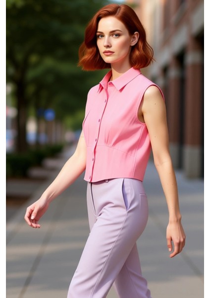 Kadın Crop Kesim Kolsuz Gömlek Modern ve Yaz Konforunu Birleştiriyor Fonksiyonel Dayanıklı