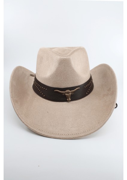 Unisex Kovboy Şapka – Ayarlanabilir Ip Detaylı, Deri Tokalı Western Şapka