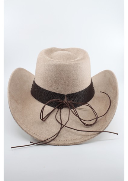 Unisex Kovboy Şapka – Ayarlanabilir Ip Detaylı, Deri Tokalı Western Şapka fırsatları