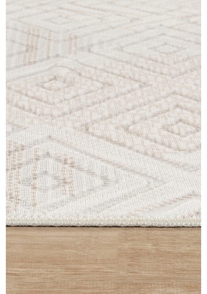 Kaylee Yıkanabilir Kaymaz Tabanlı Embos Kesme Rulo Halı Yolluk Salon,oturma Odası,mutfak KREM-7033 modelleri