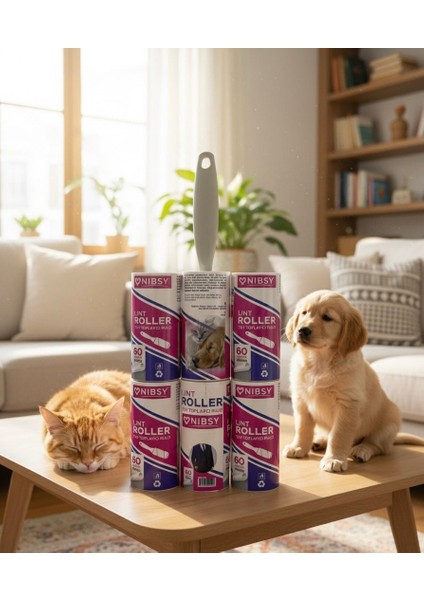 Nıbsy Tüy Toplayıcı Aparat + 6 Yedek Rulo 10CM 60 Yaprak