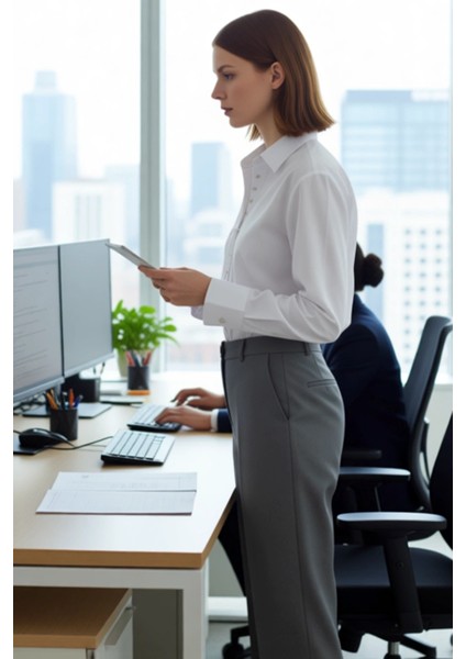 Kadın Oversize Gömlek Yaka Bağcık Detaylı Pamuk Polyester Karışımı Uzun Kollu Dokuma Gömlek modelleri