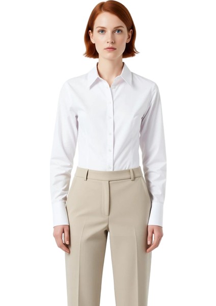 Kadın Klasik Poplin Dokuma Uzun Kollu Gömlek Ofis Günlük Konfor Zarif Tasarım Fonksiyonel Şık fırsatları