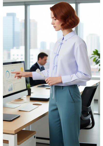 Kadın Çizgili Bağcık Detaylı Relaxed Kesim Uzun Kollu Dokuma Gömlek Şık Günlük Kombinler Spor modelleri