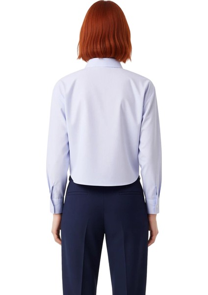 Kadın Çizgili Bağcık Detaylı Relaxed Kesim Uzun Kollu Dokuma Gömlek Şık Günlük Kombinler Spor indirimleri