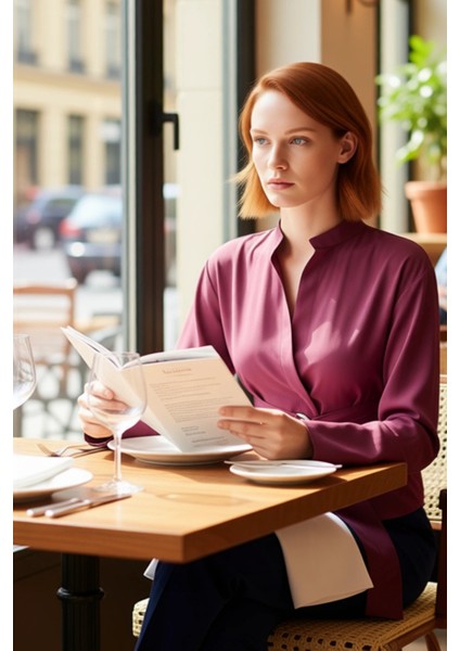 Kadınların Şıklığını Tamamlayan Kuşak Detaylı Hakim Yaka Uzun Kollu Düz Renk Gömlek Bluz Şık fiyatları