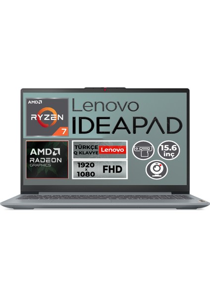 Ideapad Slim 3 Ryzen 7 5825U 16GB 512GB SSD 15.6" Fhd W11P Notebook 82XM00U4TX 001