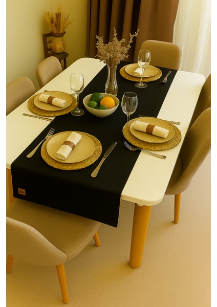 Festive Elegance Keten Runner 45X120 cm | Yılbaşı Masa Şeridi Dekoratif Masa Örtüsü