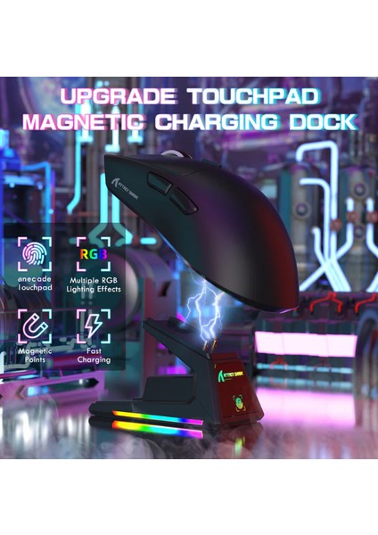 Attack Shark X1 Dokunmatik Yüzeyli Rgb Şarj Istasyonu PAW3395PRO Sensörlü Üç Modlu Oyun Faresi modelleri