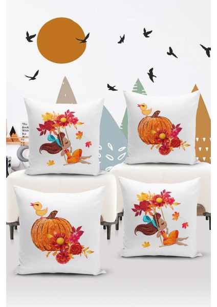 4'lü Kırlent Kılıf Seti Çocuk Bebek Odası Dijital Baskılı