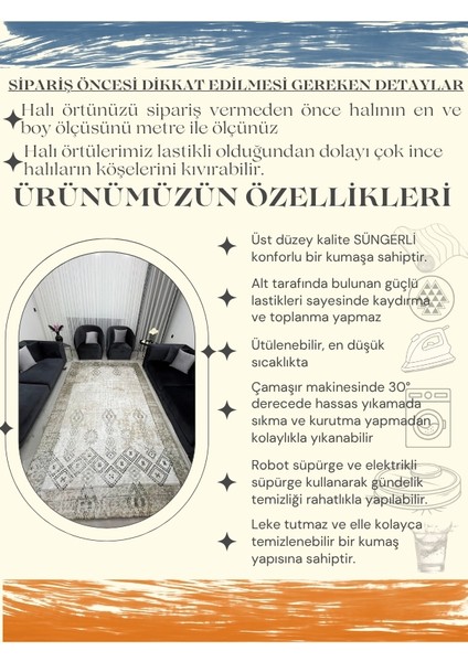 Vintage Bohem Desenli Halı Örtüsü – Bej Kahve Tonları, Kaymaz Taban, Yıkanabilir indirimleri