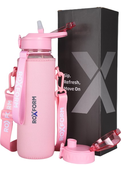 Suluk Matara 1100 Ml, Premium Pp Malzeme, Sağlıklı Bpa & Bps Içermez, Kılıflı, Çift Kapaklı, Koku Yapmaz, Sızdırmaz ve Dayanıklı, Pembe