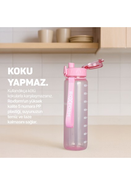 Suluk Matara 1100 Ml, Premium Pp Malzeme, Sağlıklı Bpa & Bps Içermez, Kılıflı, Çift Kapaklı, Koku Yapmaz, Sızdırmaz ve Dayanıklı, Pembe