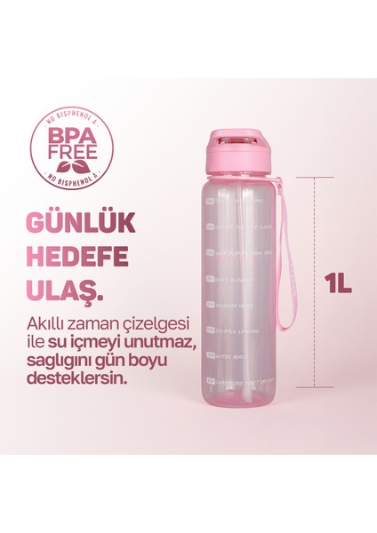 Suluk Matara 1100 Ml, Premium Pp Malzeme, Sağlıklı Bpa & Bps Içermez, Kılıflı, Çift Kapaklı, Koku Yapmaz, Sızdırmaz ve Dayanıklı, Pembe