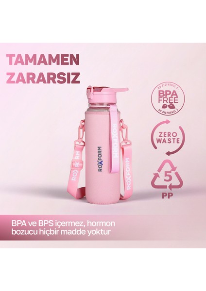 Suluk Matara 1100 Ml, Premium Pp Malzeme, Sağlıklı Bpa & Bps Içermez, Kılıflı, Çift Kapaklı, Koku Yapmaz, Sızdırmaz ve Dayanıklı, Pembe
