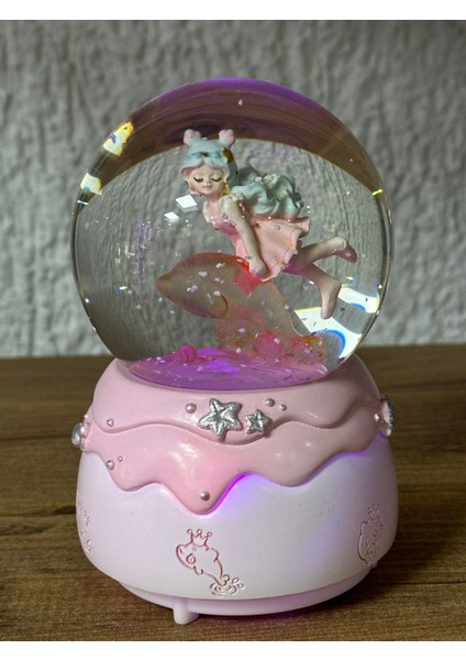 Sevimli Yunus ve Kız Temalı Işıklı Müzikli Pilli Orta Boy Kar Küresi Dekoratif Hediyelik Eşya Müzik Kutusu modelleri