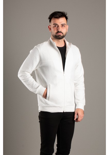 Erkek Beyaz Dokulu Hırka modelleri