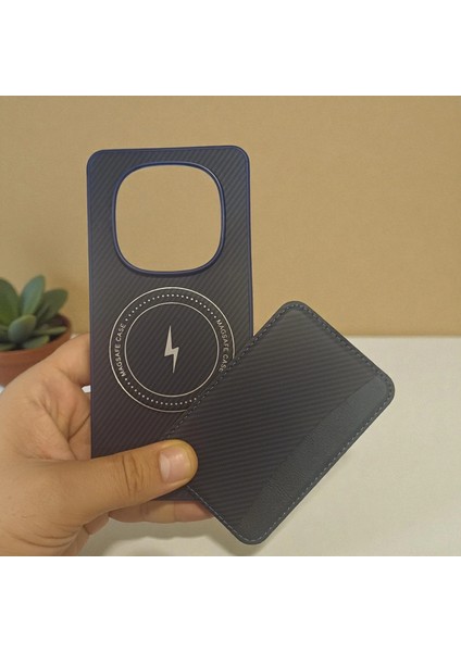 Xiaomi Redmi Note 14 Pro 4g Uyumlu Rona Magcarbon Fiber Doku Manyetik Kılıf + Kartlık Cüzdan