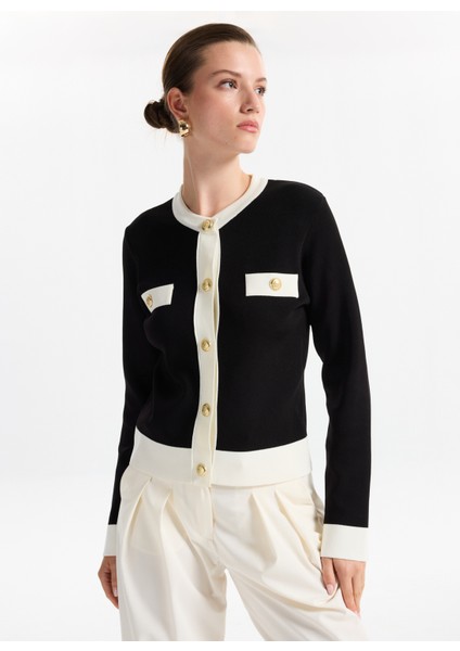 Siyah - Beyaz Kadın Hırka F5WL-HRK0019 modelleri