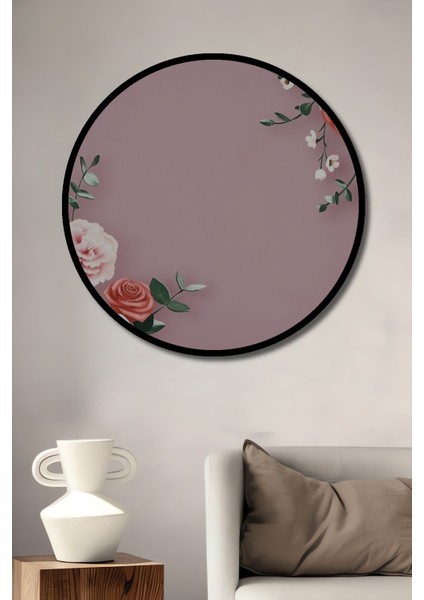 Baharın Incisi Pembe Gül Buketi Sulu Boya Görünümlü Ahşap Dekoratif Tablo Yuvarlak Tablo fiyatları