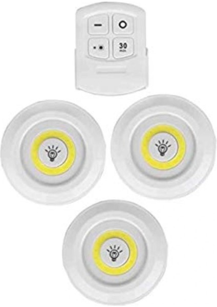 3lü Uzaktan Kumandalı Yapışkanlı Kablosuz LED Spot Lambalar (4887) fiyatları