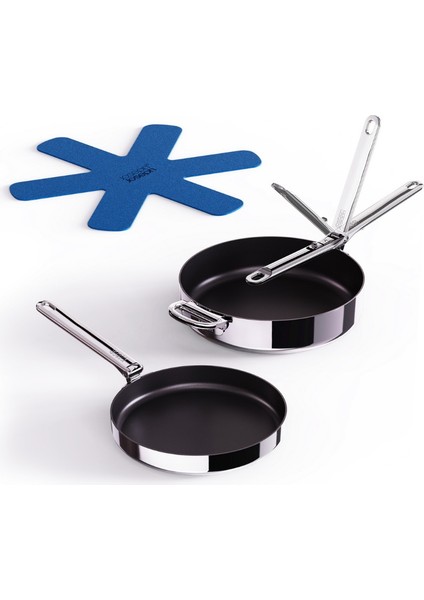 Space 3 Katmanlı Paslanmaz Çelik Seramik Kaplama 3 Parça Kızartma Tavası Seti