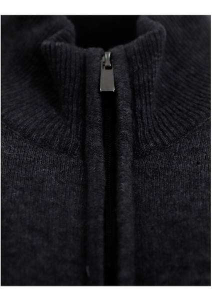 Antrasit Fermuarlı Triko Kazak modelleri