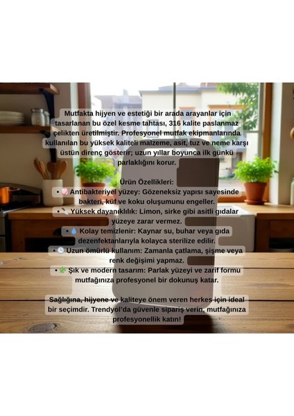 316 Kalite Krompaslnmaz Kesme Tahtası